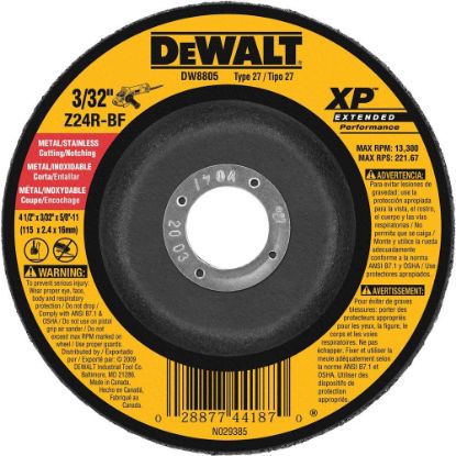 Picture of Dewalt® 4 1/2In X 3/32In X 5/8In11 Zirconia Abrasives Part# - Dw8805