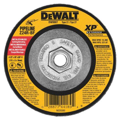 Picture of Dewalt® 4 1/2In X 1/8In X 5/8In11 Zironcia Abrasives Part# - Dw8807