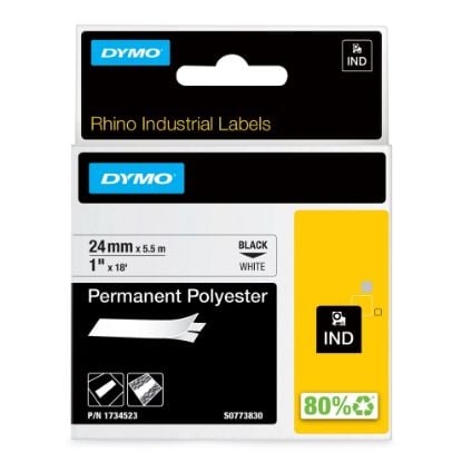 Picture of Dymo Rhino 1" White Permanentpoly Labels Part# - 1734523