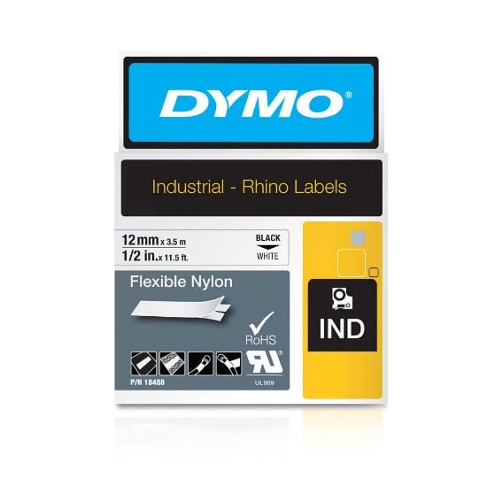 Picture of Dymo Rhino 1/2" White Flexible Nylon Labels Part# - 18488