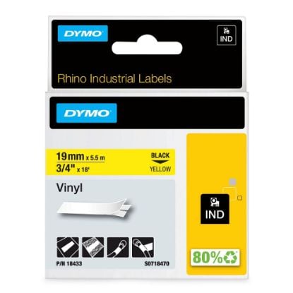 Picture of Dymo Rhino 3/4" Yellow Vinyl Part# - 18433