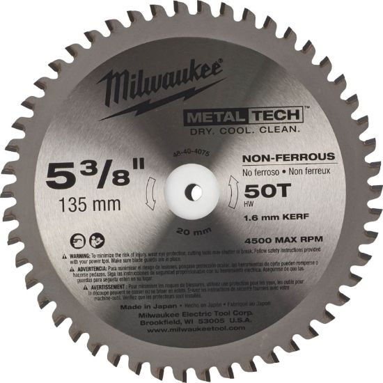 Picture of Milwaukee® Tool 5-3/8" 50T Non-Ferrous Metal Circular Saw Blade Part# - 48-40-4075