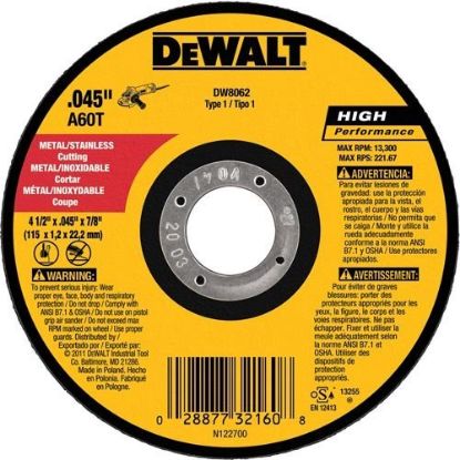 Picture of Dewalt® 4-1/2" X .045" X 5/8" -11 Hp Cutoff Wheel Part# - Dw8424H