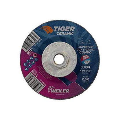 Picture of Weiler® 4.5 X 1/8 Tiger Ceramict27 Combo Cer30T 5/8-11 Part# - 58316