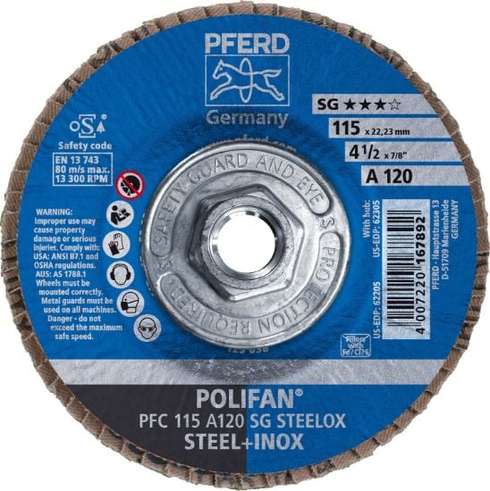 Picture of Pferd 4-1/2 X 5/8-11 Polifan Sg Alu Ox Conical 120G Part# - 62305