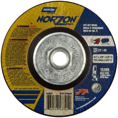 Picture of Norton 4-1/2 X .125 X 5/8-11 Norzon Plus Type 27 Part# - 66252843321