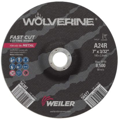 Picture of Weiler® 7 X 3/32 Wolv Ty27 Cut Whl  A24R  7/8 Ah Part# - 56383