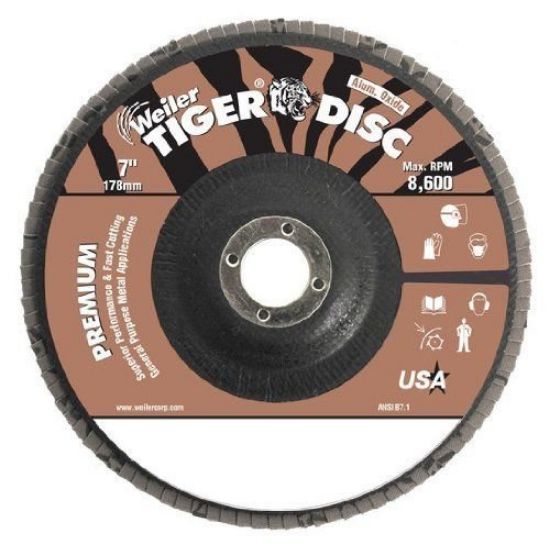 Picture of Weiler® 7" Tiger Disk Abrasive Flap Disk Angled Phen Part# - 50583