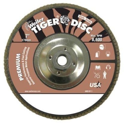 Picture of Weiler® 7" Tiger Disc Absv Flapdisc Angled 80 Ao 5/8-11 Part# - 50635