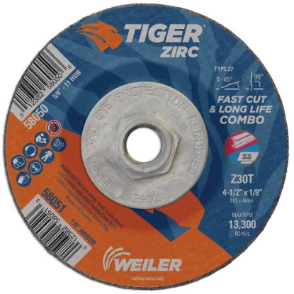 Picture of Weiler® 4-1/2 X 1/8 Tiger Zirc Ty27 Comb Whl  5/8-11 Ah Part# - 58050