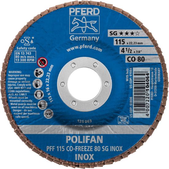 Picture of Pferd 4-1/2" X 7/8" Ah Polifanfd Sg Inox Cer 80G Flat Part# - 60806