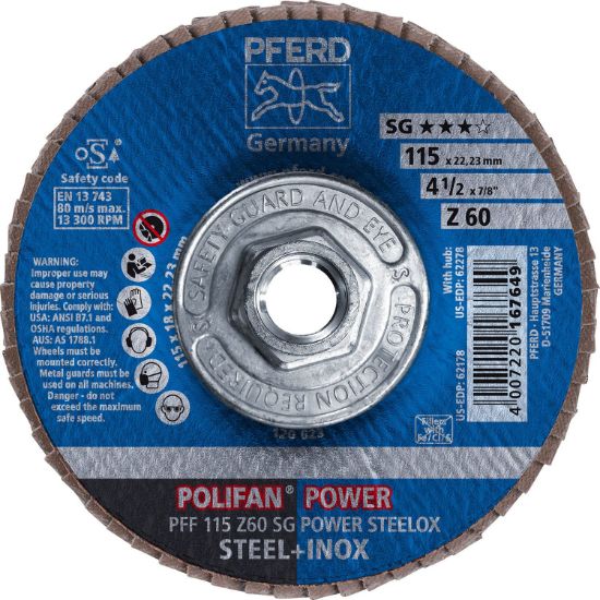 Picture of Pferd 4-1/2 X 5/8-11 Polifan Sg Zirc Flat 60G Part# - 62278