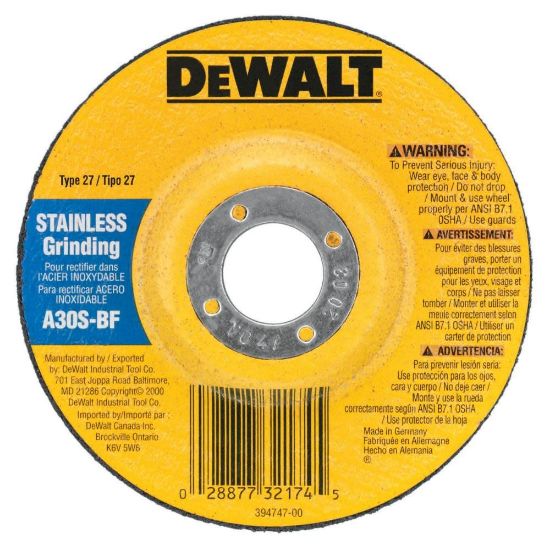 Picture of Dewalt® 4-1/2"X1/4"X7/8" Stainless Steel Grinding Wheel Part# - Dw8414