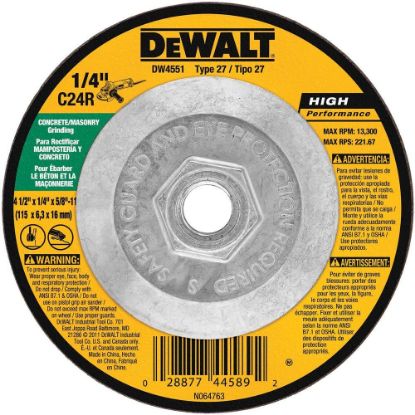 Picture of Dewalt® 4-1/2" X 1/4" X 5/8"-11Masonry Grinding Part# - Dw4551