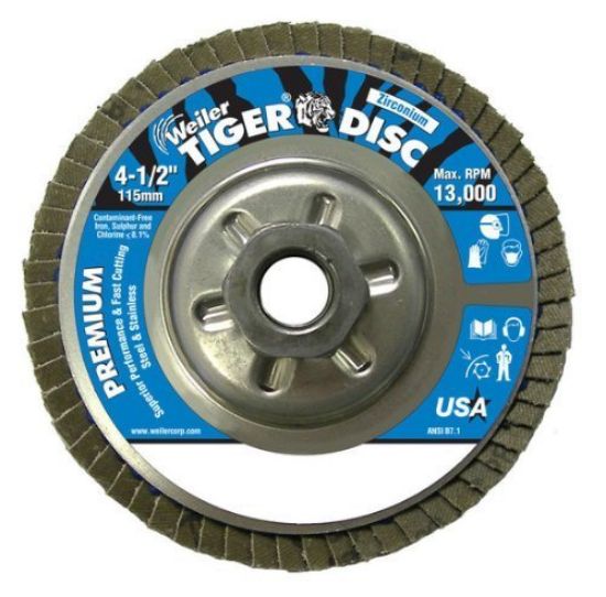 Picture of Weiler® 4-1/2" Tiger Disc Abrasive Flap Disc Angled Part# - 50510