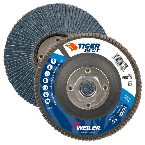 Picture of Weiler® 4-1/2" Big Cat Abrasiveflap Disc-80Z-5/8"-11 Ah Part# - 50810