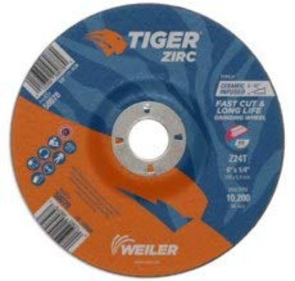 Picture of Weiler® 6 X 1/4 Tiger Zirc T27 Grind Wheel  Z24T  7/8 Ah Part# - 58079