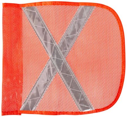 Picture of Checkers Wrng Whip Repl Flag12"X11"Orangewht Reflectiv Part# - Fs9025-O