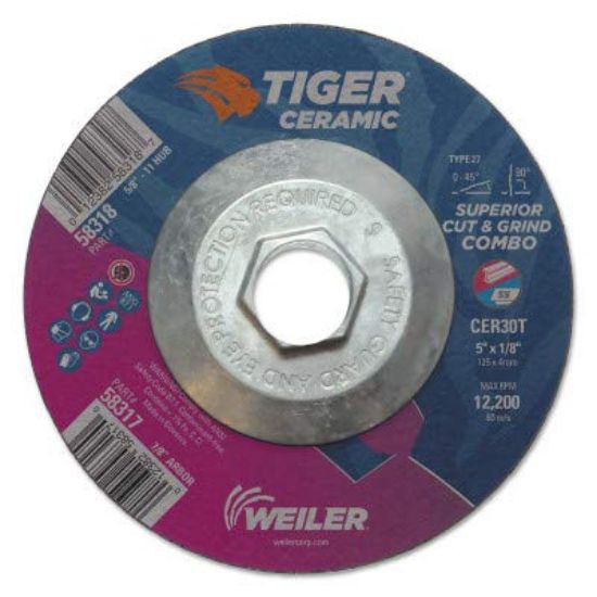 Picture of Weiler® 5 X 1/8 Tiger Ceramic T27 Combo Cer30T 5/8-11 Part# - 58318