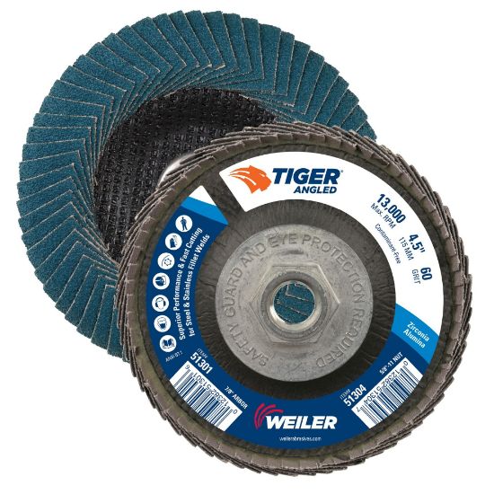 Picture of Weiler® 4-1/2" Tiger Angled Flapdisc  60Z  5/8"-11 Nut Part# - 51304