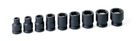 Picture of Grey Pneumatic 3/8" Drive 9 Pc. Magnetic Impact Socket Set Part# - 1209G