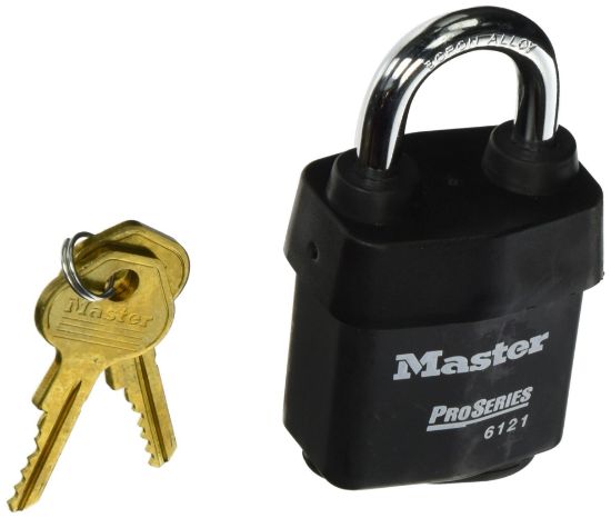 Picture of Master Lock® 2-1/8 Inch Wthr Tough Series Pdlck Keyed Alike Part# - 6121Ka-11G050