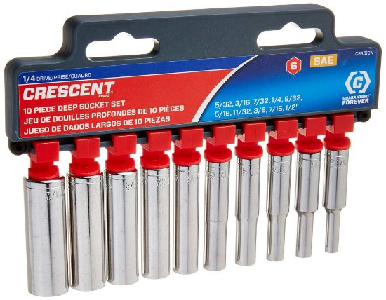 Picture of Crescent® Socket Set10Pc1/4" Drive6Ptdeepsae Part# - Csas10N