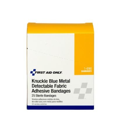 Picture of First Aid Only® Blue Mtl Detectable Fabric Knuckle Bndgs  25/Bx Part# - 1-690