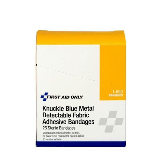 Picture of First Aid Only® Blue Mtl Detectable Fabric Knuckle Bndgs  25/Bx Part# - 1-690