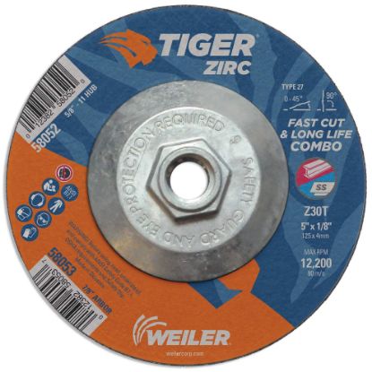 Picture of Weiler® 5 X 1/8 Tiger Zirc Ty27Comb Whl  5/8-11 Ah Part# - 58052