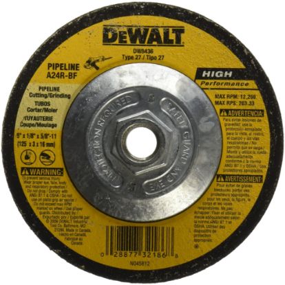 Picture of Dewalt® 5"X1/8"X5/8"-11 Pipeliner Cutting/Grinding Wheel Part# - Dw8436