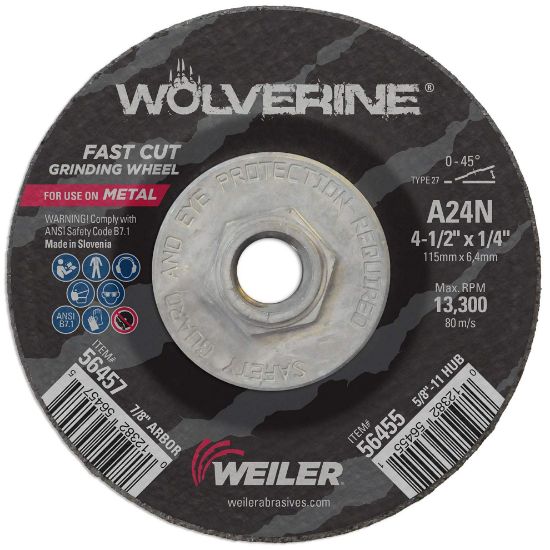 Picture of Weiler® 4-1/2"X 1/4" T27 Grinding Wheel A24N 5/8-11 Part# - 56455