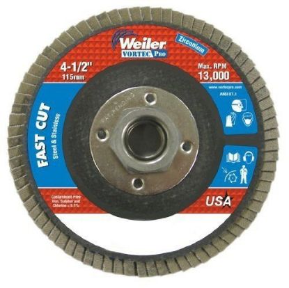 Picture of Weiler® 4-1/2" Wolv Flap Disc  Flat 80Z  5/8"-11 Unc Nut Part# - 31410