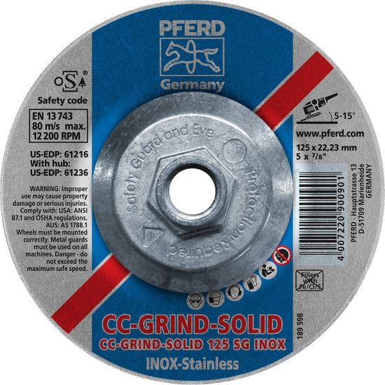 Picture of Pferd Pferd Grinding Disc  5"X 5/8-11  Sg Inox  Ceram Part# - 61236