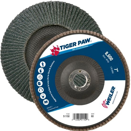 Picture of Weiler® 7" Tiger Paw Abrasive Flap Disc  Angled  Phenoli Part# - 51150