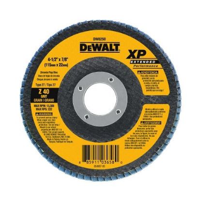 Picture of Dewalt® 4-1/2" X 7/8" Z40 T27 Xpflap Disc Part# - Dw8250