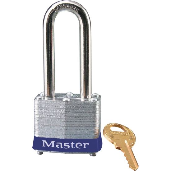 Picture of Master Lock® 4 Pin Tumbler Padlock Keyed Diff. Blue Bumper Part# - 3Lhblu