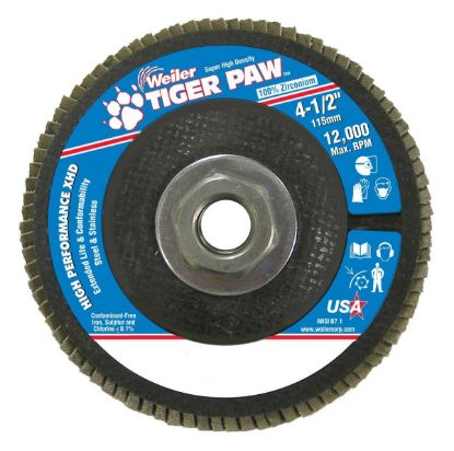 Picture of Weiler® 4-1/2" Tiger Paw Super High Density Flap Disc  F Part# - 51164