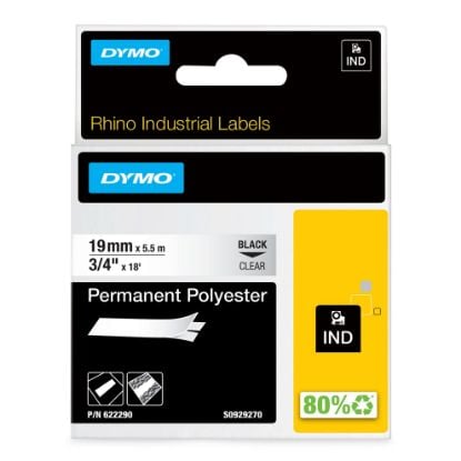 Picture of Dymo Rhino 3/4"Clear Permanent Poly Labels Part# - 622290