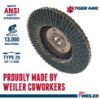 Picture of Weiler® 4-1/2" Tiger Paw Abrasive Flap Disc- Angled- 36Z Part# - 51123