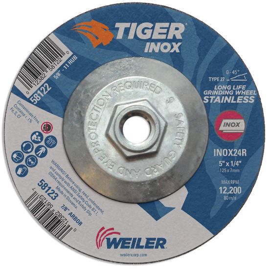 Picture of Weiler® 5 X 1/4 Tiger Inox Ty27Grind Whl  5/8-11 Ah Part# - 58122