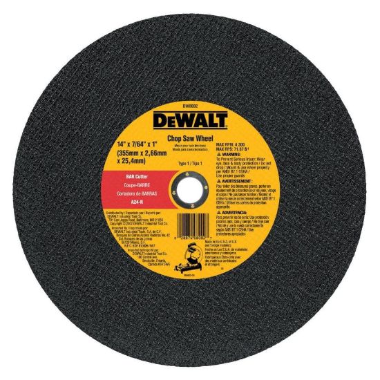 Picture of Dewalt® 14"X3/32"X7/64"X1" Barcutter Chop Saw Wheel Part# - Dw8002