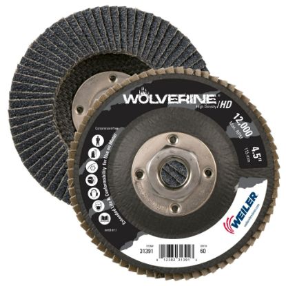 Picture of Weiler® 4-1/2" Wolv Hd Flap Disc Flat 60Z 5/8-11 Unc Nut Part# - 31391