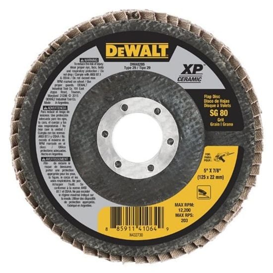 Picture of Dewalt® Shell-5X7/8 In Sg80 T29Cer Flap Disc Part# - Dwa8285