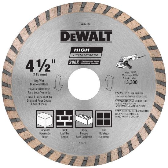 Picture of Dewalt® 4-1/2" High Performancediamond Masonry Blade Part# - Dw4725