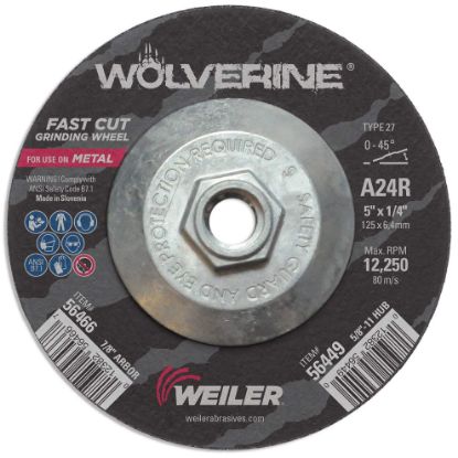 Picture of Weiler® 5 X 1/4 Wolv Ty27 Grindwhl  A24R  5/8-11 Unc Part# - 56449