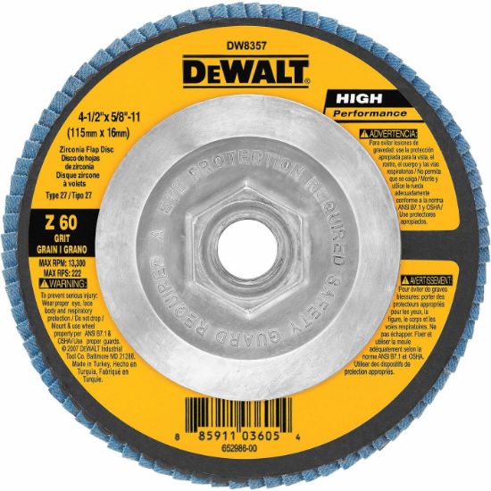 Picture of Dewalt® 4-1/2" X 5/8"-11 60G Type 27 Hp Flap Disc Part# - Dw8357