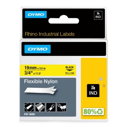 Picture of Dymo Rhino 3/4" Yellow Flexible Nylon Labels Part# - 18491