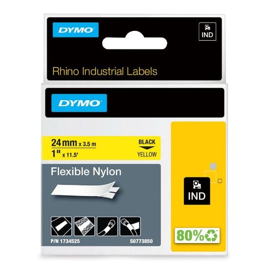 Picture of Dymo Rhino 1" Yellow Flexiblenylon Labels Part# - 1734525