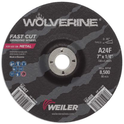 Picture of Weiler® 7 X 1/4 Wolv Ty27 Grindwhl  A24R  7/8 Ah Part# - 56467